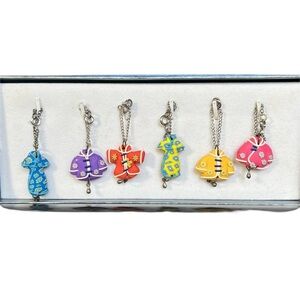 Wine CHARMS kimono set of 6